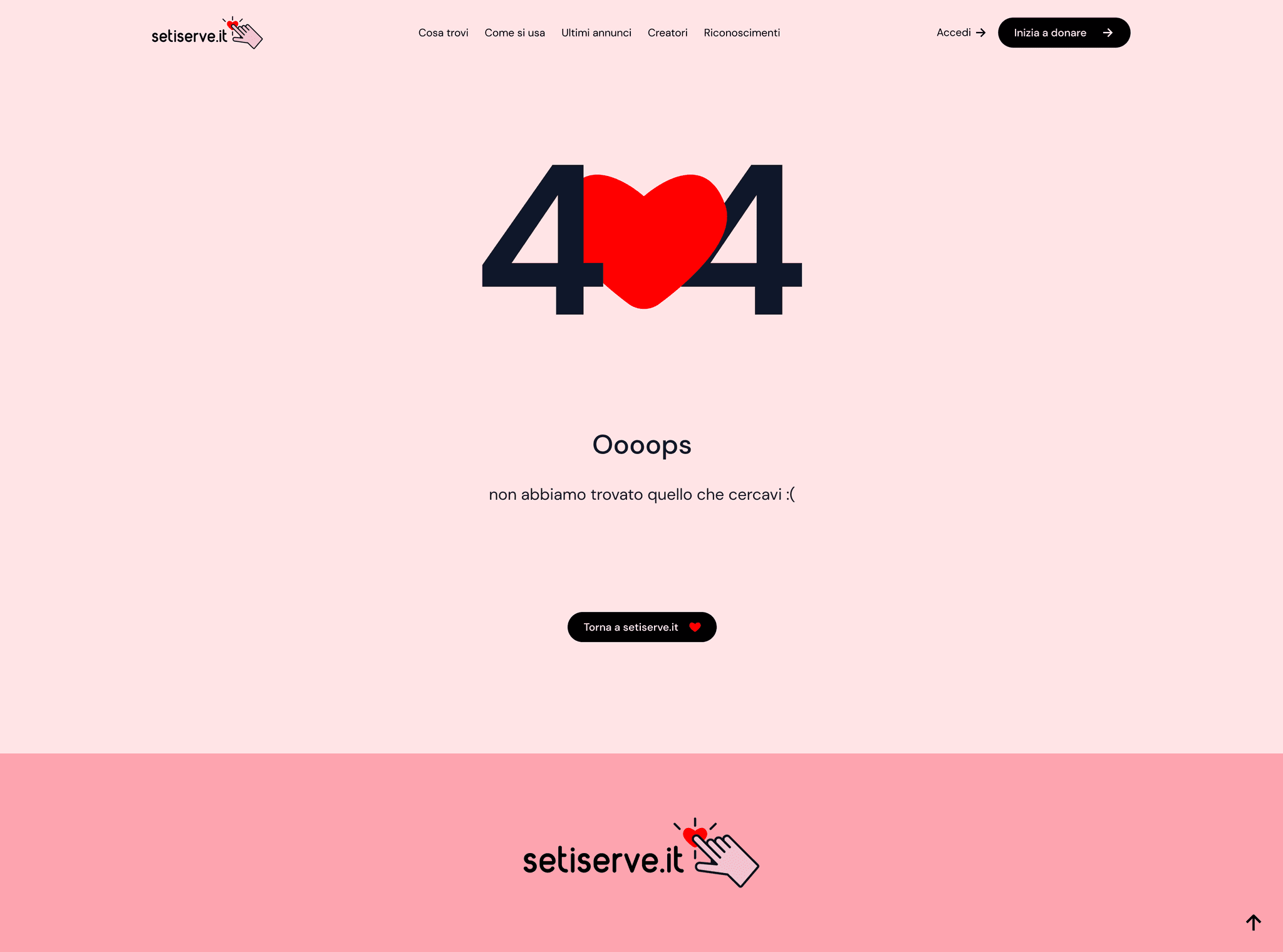 screen piattaforma setiserve.it 404